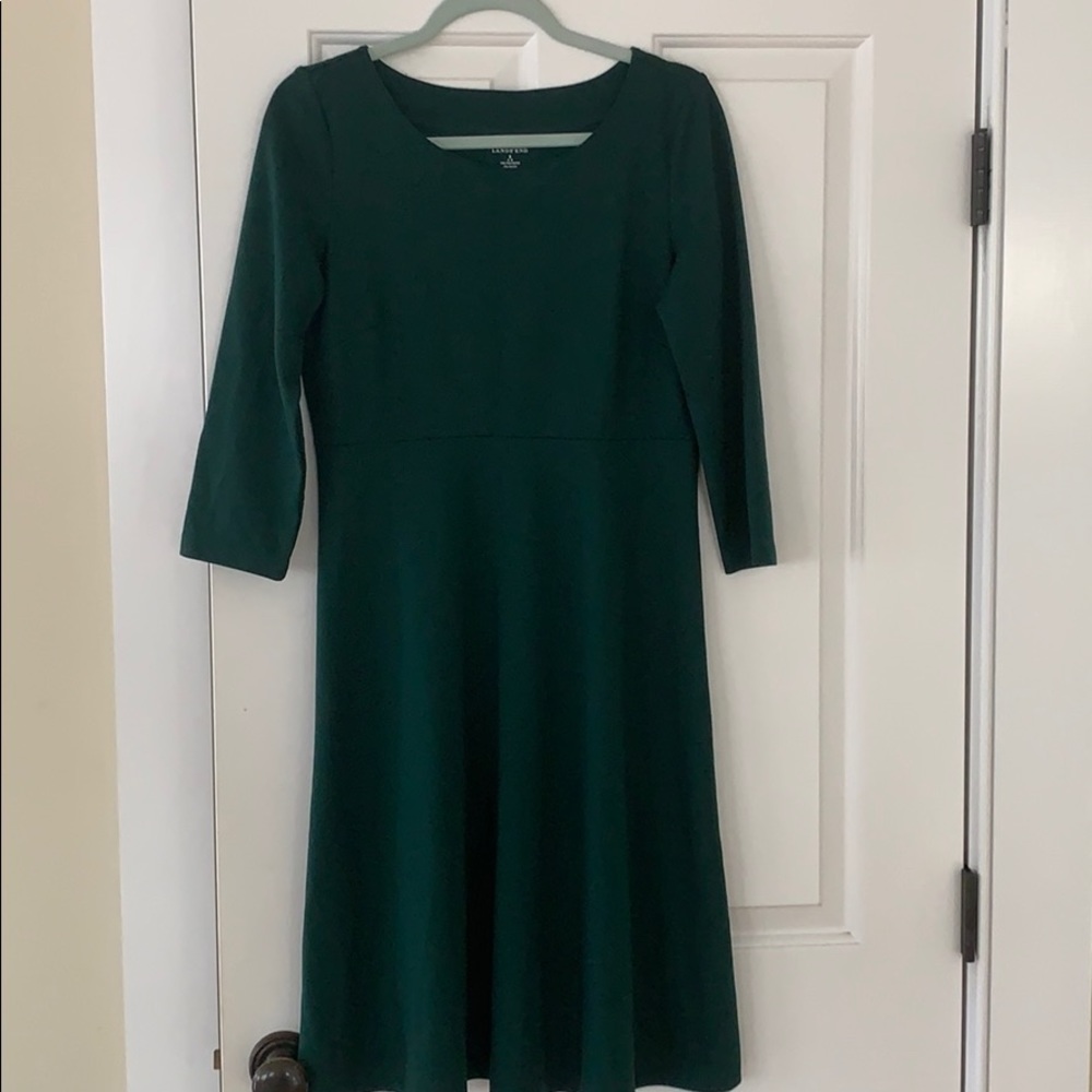 Lands End forest green dress